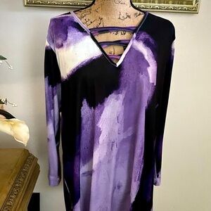 BEYOND This Plane Purple and Black Tunic Gently Used Size XL.